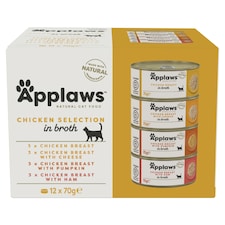 Applaws Natural Wet Cat Food Chicken Selection in Broth Tins 12 x 70g