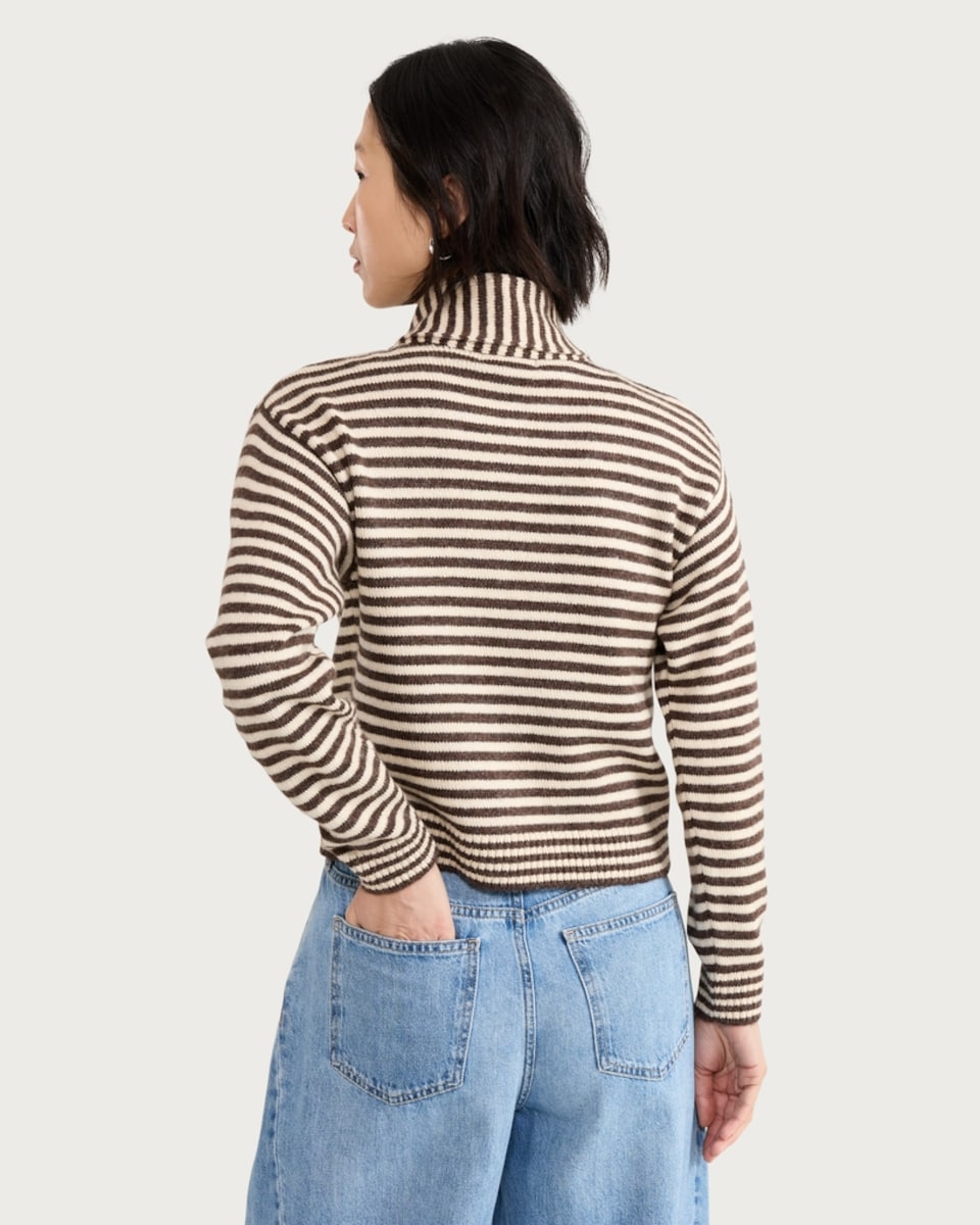 image 1 of F&F Knitted Striped Scarf Cardigan in Brown