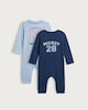 image 2 of Disney Mickey Mouse 2-Pack Cotton Rich Sleepsuits in Multi Blue