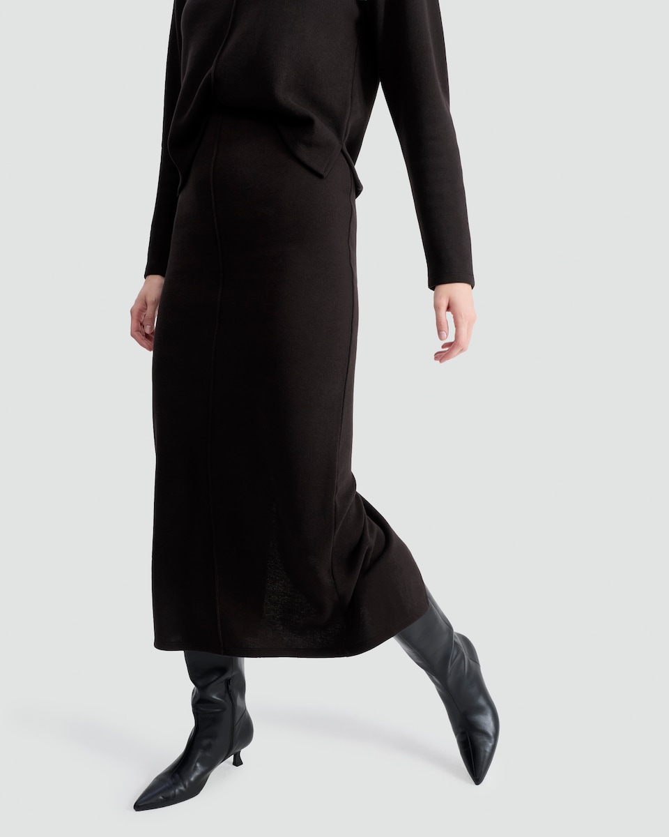 image 1 of F&F Textured Midi Co-ord Pencil Skirt in Brown