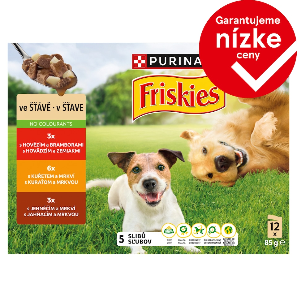 PURINA FRISKIES Adult s hovädzím, kuraťom a jahňacím v šťave 12 x 85 g