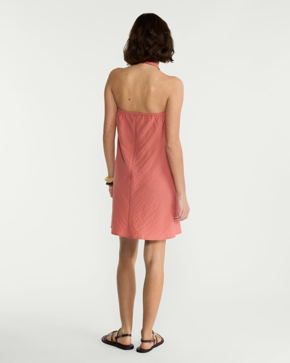 image 1 of The F&F Edit Beaded Halter Neck Mini Dress in Coral