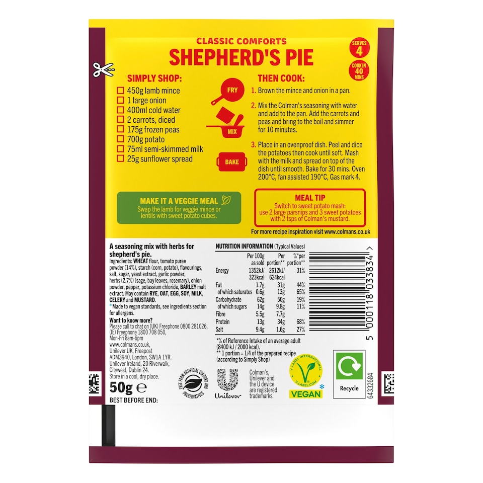 image 1 of Colman's Shepherd's Pie Recipe Mix 50G