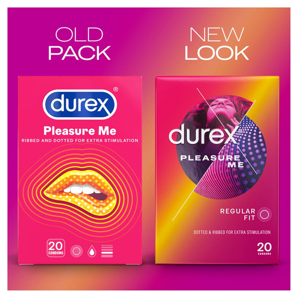 image 1 of Durex Pleasure Me Condoms Ribbed & Dotted Regular Fit 20 Pack
