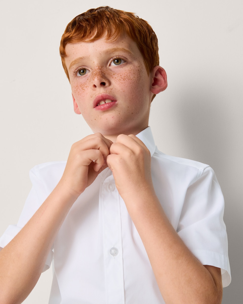 image 1 of F&F School Boys 5-Pack Short Sleeved Shirts in White