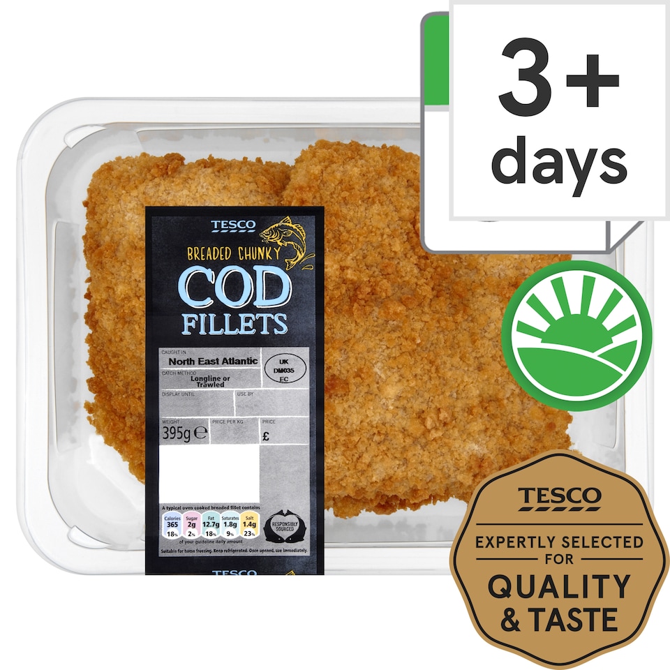 Tesco 2 Breaded Chunky Cod Fillets 350G