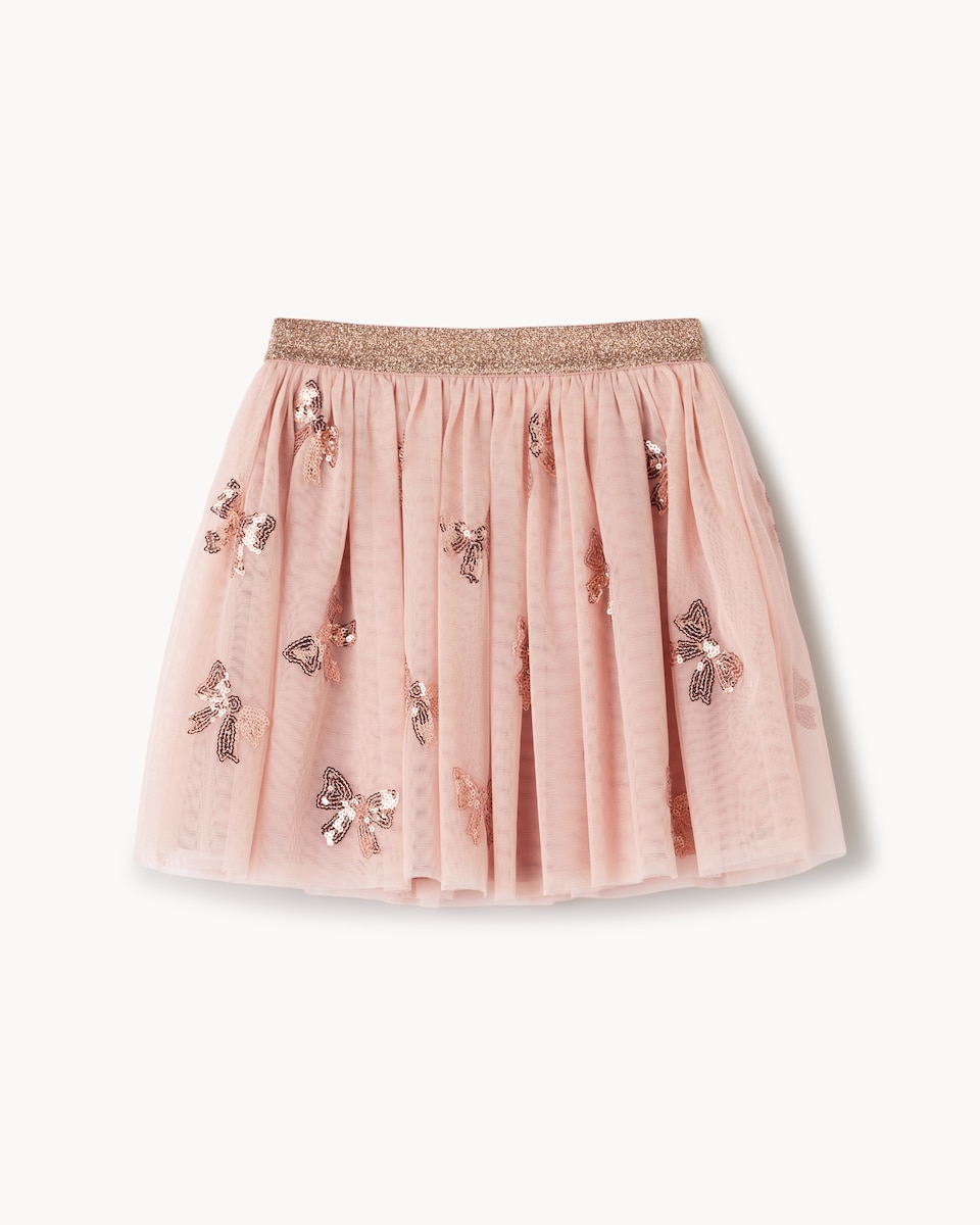 image 1 of F&F Girls Sequin Embellished Skirt in Pink