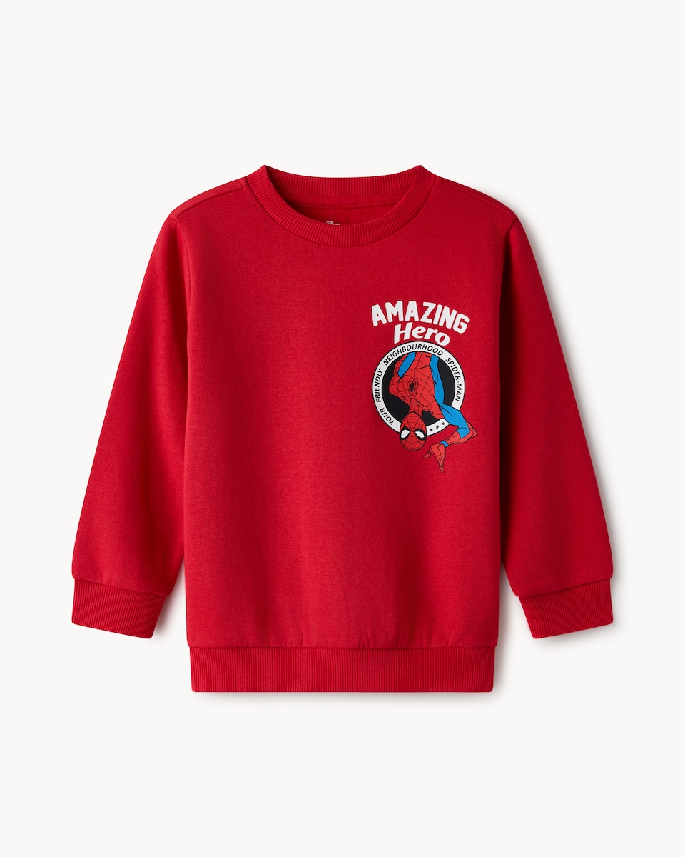 image 1 of Marvel Spider-Man Cotton Rich Sweatshirt in Red
