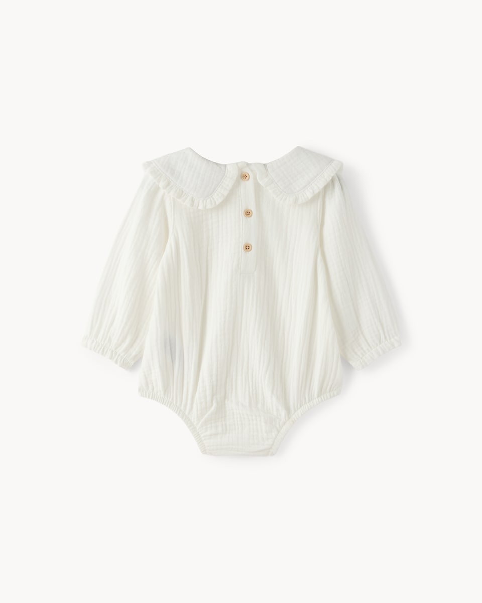 image 1 of F&F Baby Textured Checked Dress, Bodysuit and Tights Set in Tan