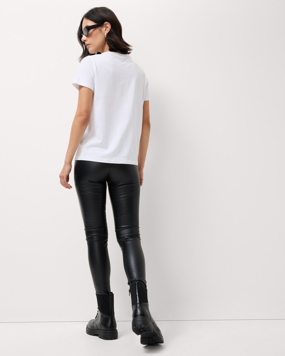 image 1 of F&F WARMPLUS™ Medium Warmth Thermal Faux Leather Plush Leggings in Black