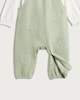 image 3 of F&F Baby 2-Piece Cotton Rich Floral Embroidered Dungarees and Bodysuit Set in Green