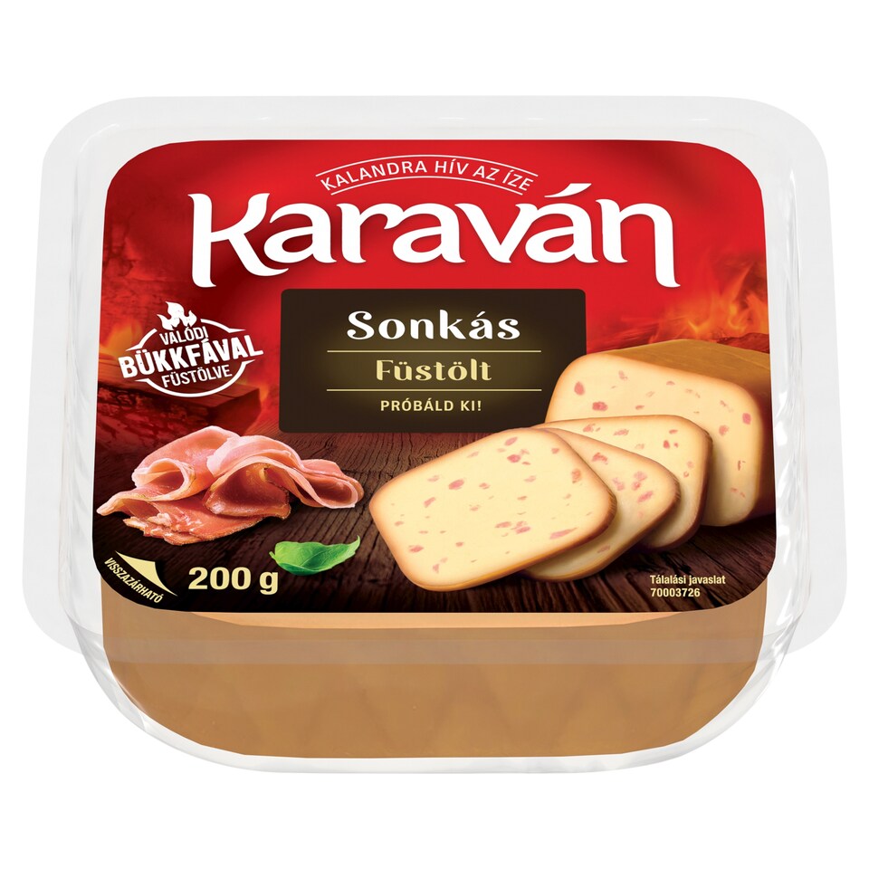 Karaván sonkás füstölt, zsíros, vágható ömlesztett sajt 200 g