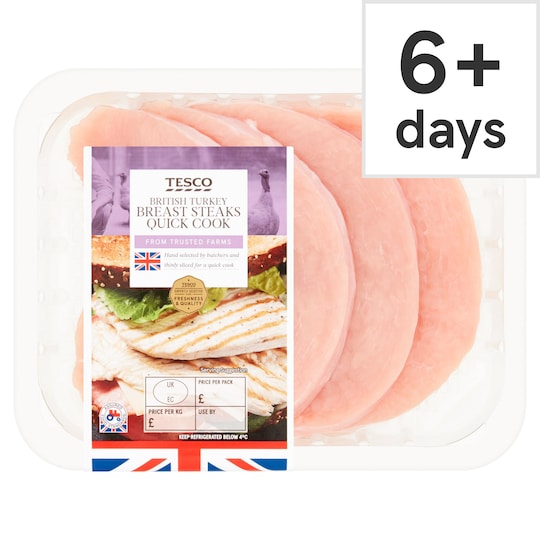 Tesco British Turkey Breast Quickcook Steaks 380G Tesco Groceries