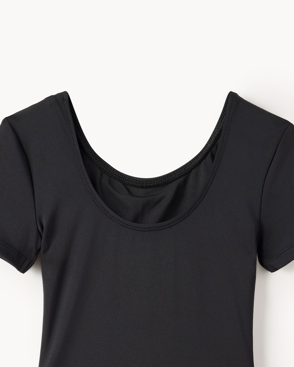 image 1 of F&F Active Girls Short Sleeved Leotard in Black