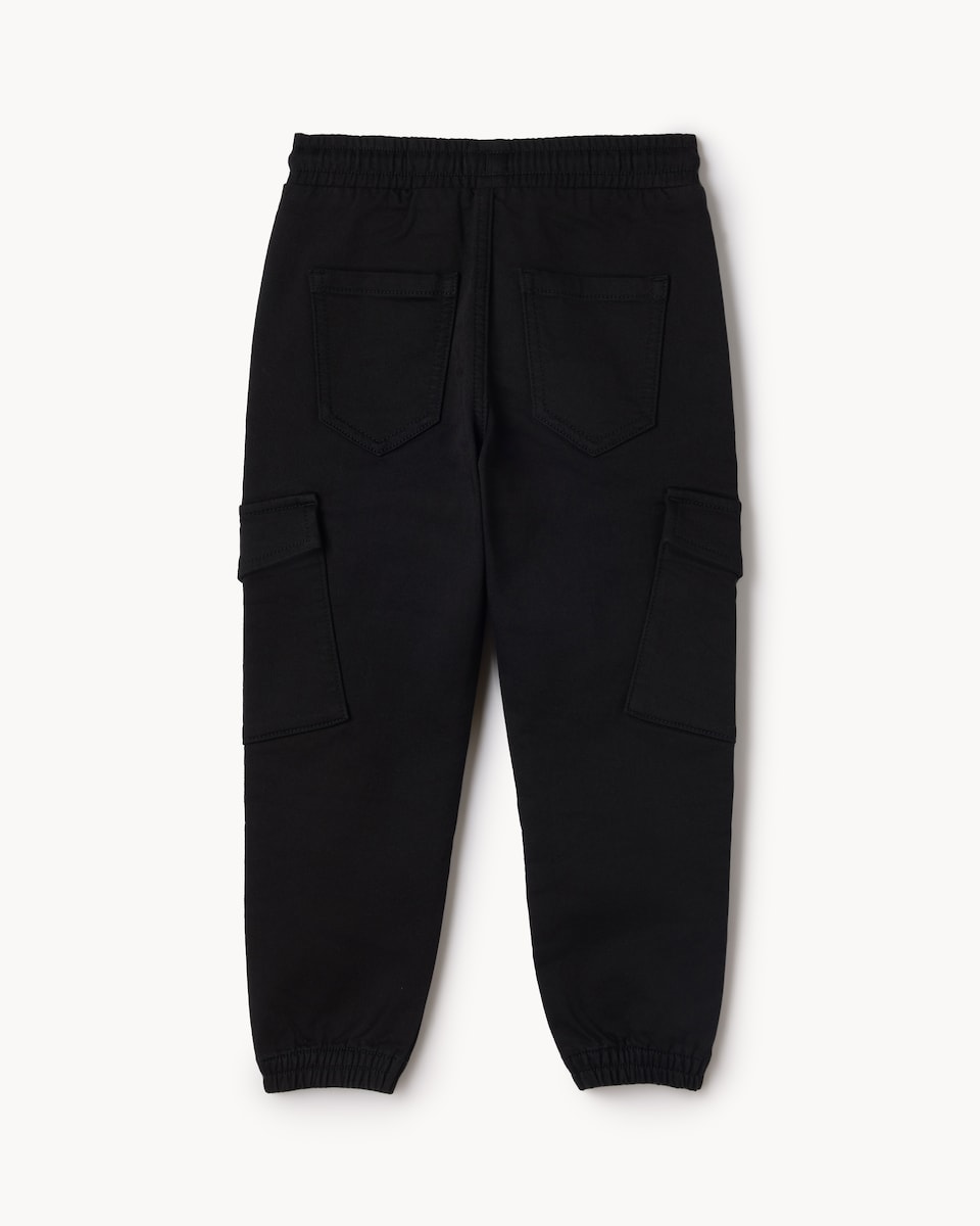 image 1 of F&F Boys Cotton Rich Cargo Joggers in Black