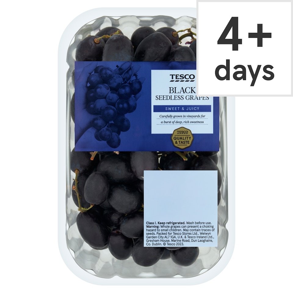 Tesco Black Seedless Grapes 500G