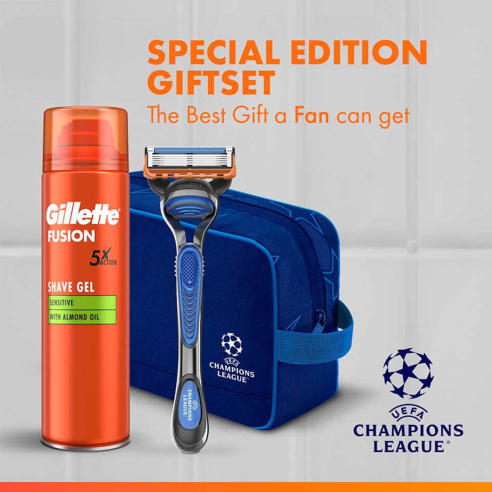 image 1 of Gillette Fusion Razor & Shave Gel Washbag Giftset 
