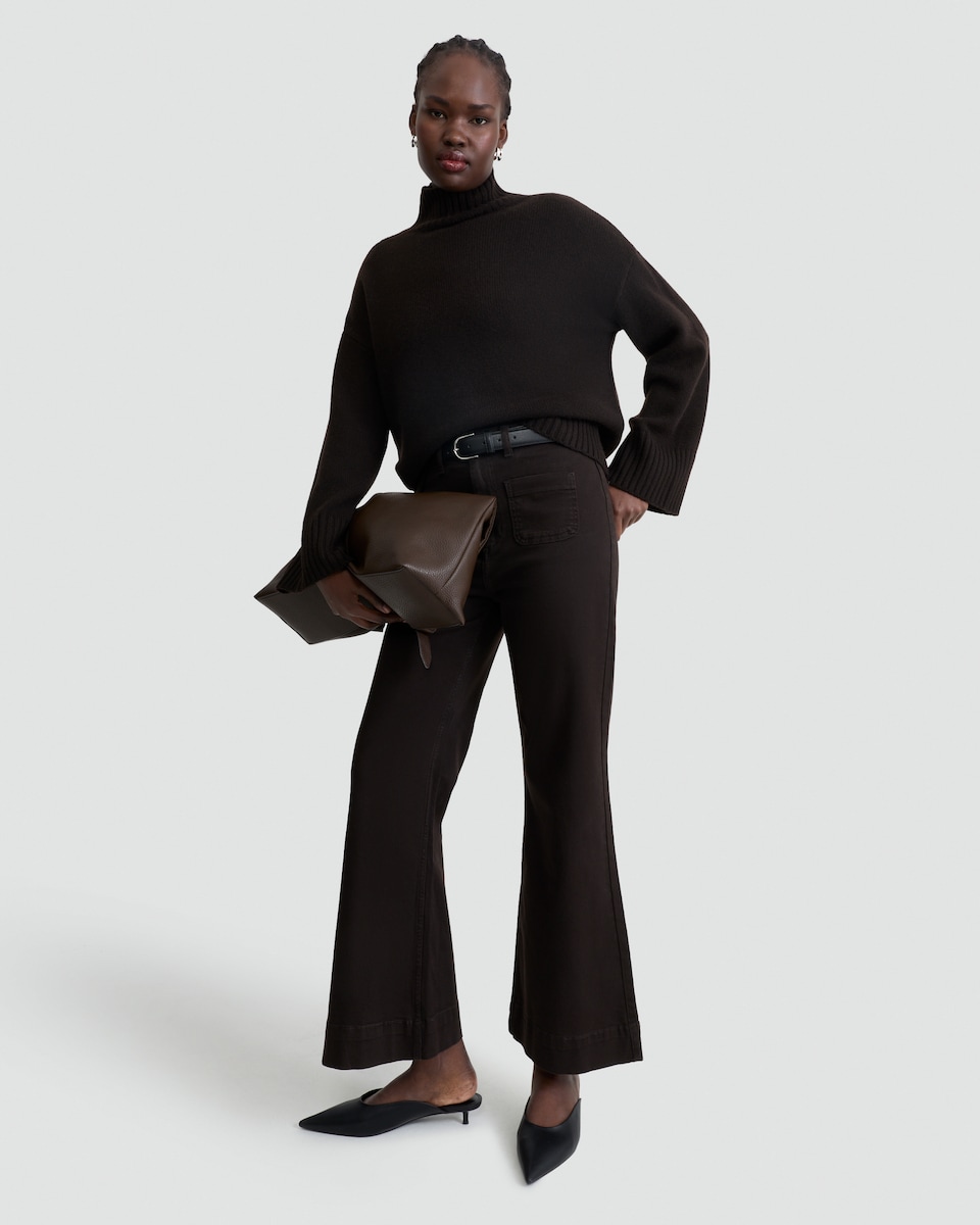 image 1 of F&F Patch Pocket Flared Jeans in Brown