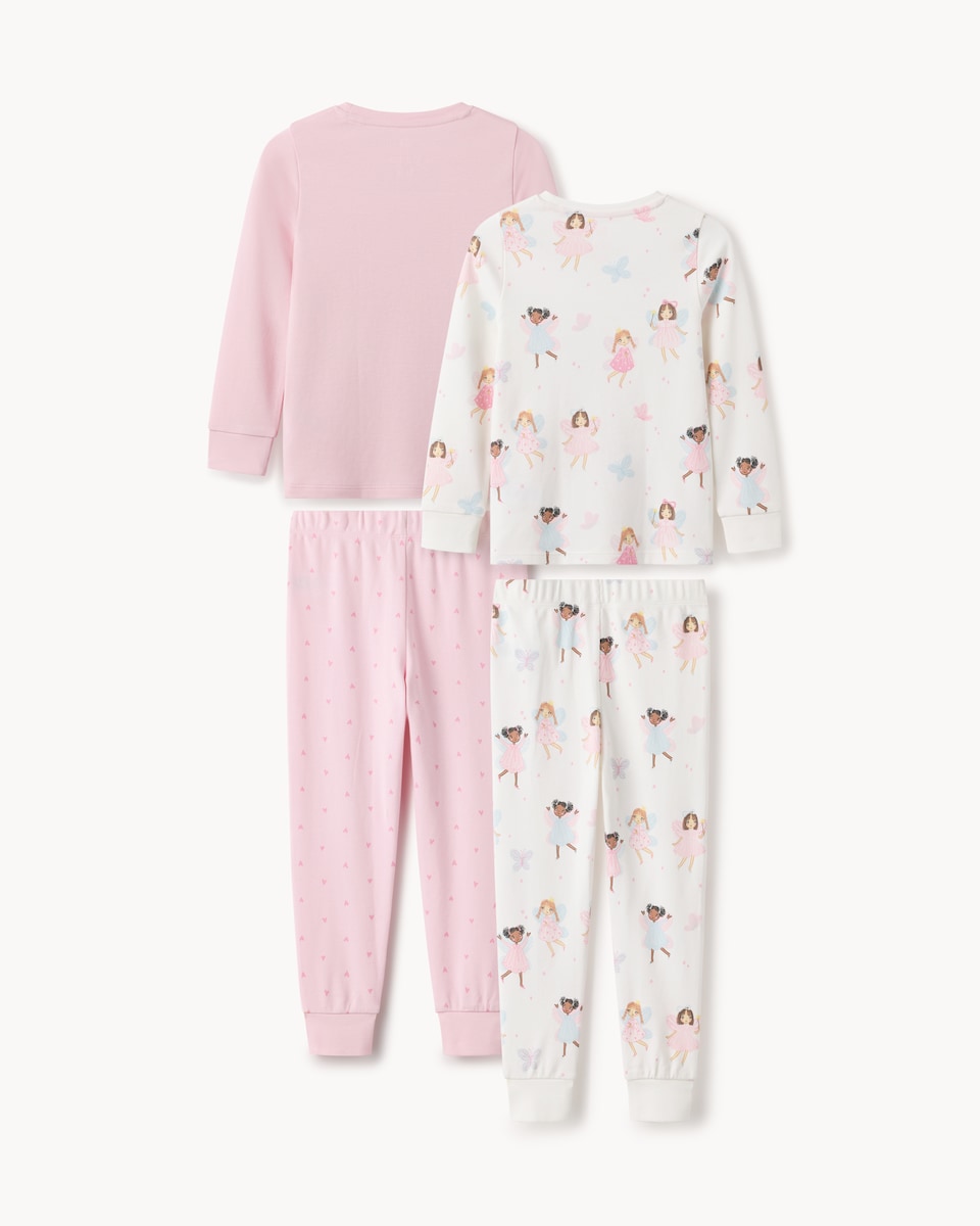 image 1 of F&F Girls 2-Piece Pure Cotton Fairy Pyjama Sets in Multi