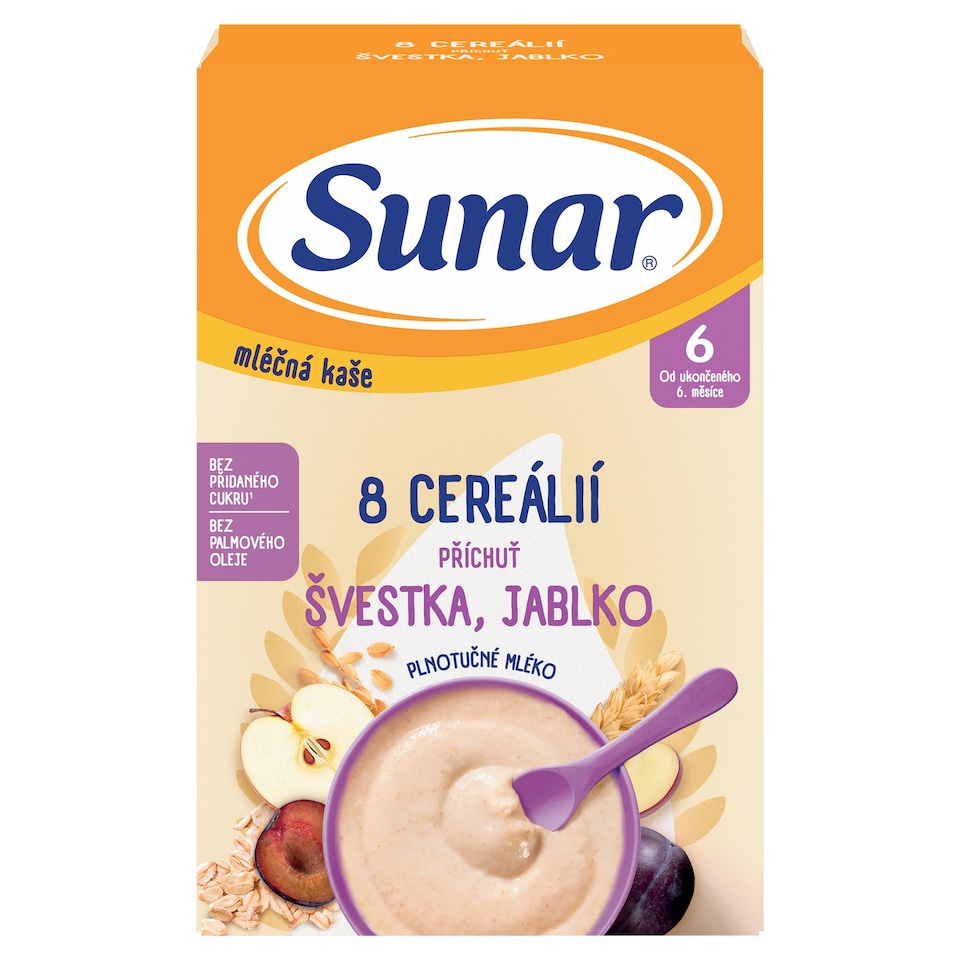 image 1 of Sunar Milk Porridge 8 Cereals Plum, Apple Flavor 210g