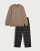 image 4 of F&F Cotton Rich Sweatshirt and Check Print Bottom Pyjamas in Grey