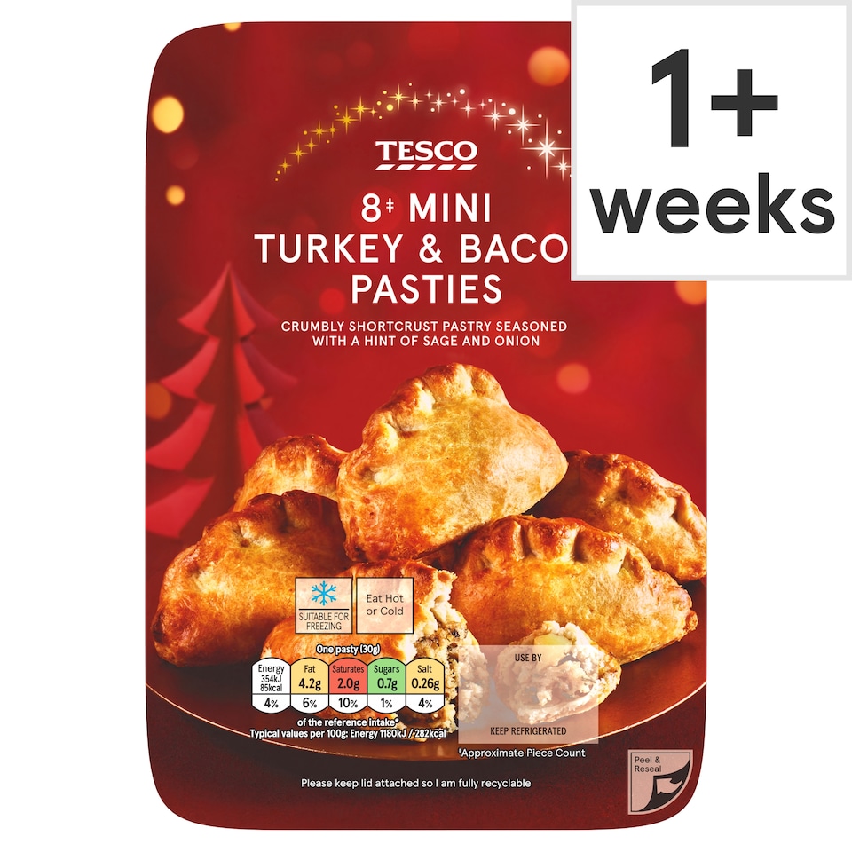 Tesco 8 Mini Turkey & Bacon Festive Pasties 240g