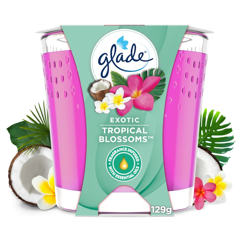 image 1 of Glade Scented Candle Air Freshener Tropical Blossoms 129g