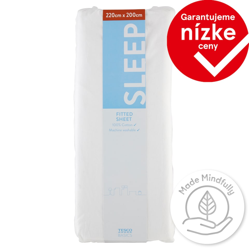 Tesco Basics Sleep Fitted Sheet 220 cm x 200 cm
