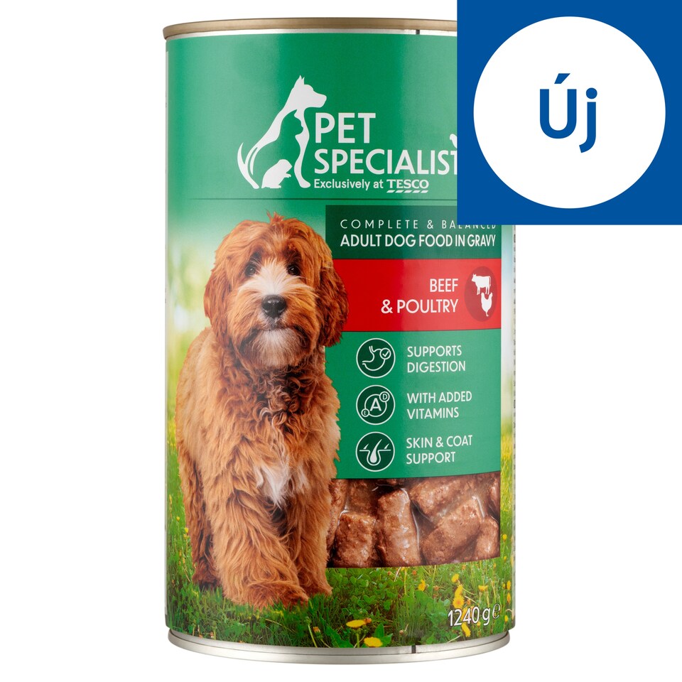 Pet Specialist teljes értékű állateledel felnőtt kutyák számára marhával, baromfival szószban 1240 g