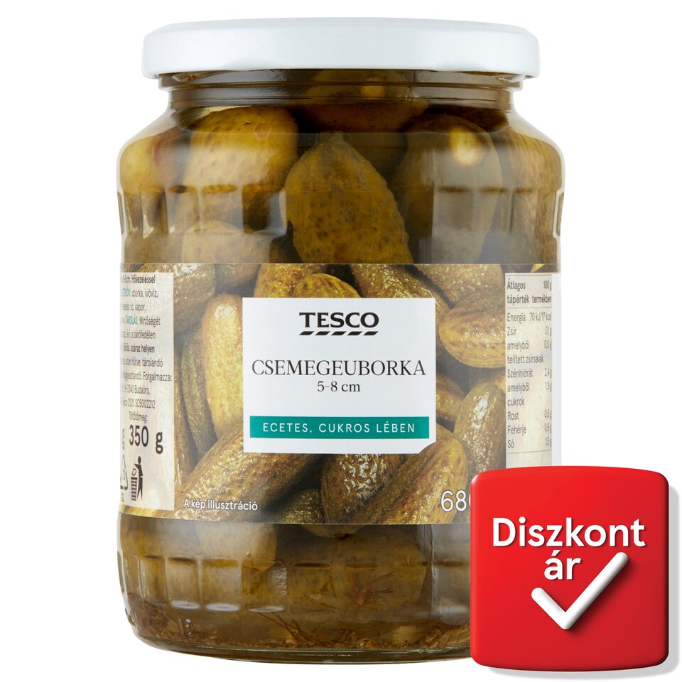 Tesco Pickled Gherkins in Sweet Brine 5-8 cm 680 g
