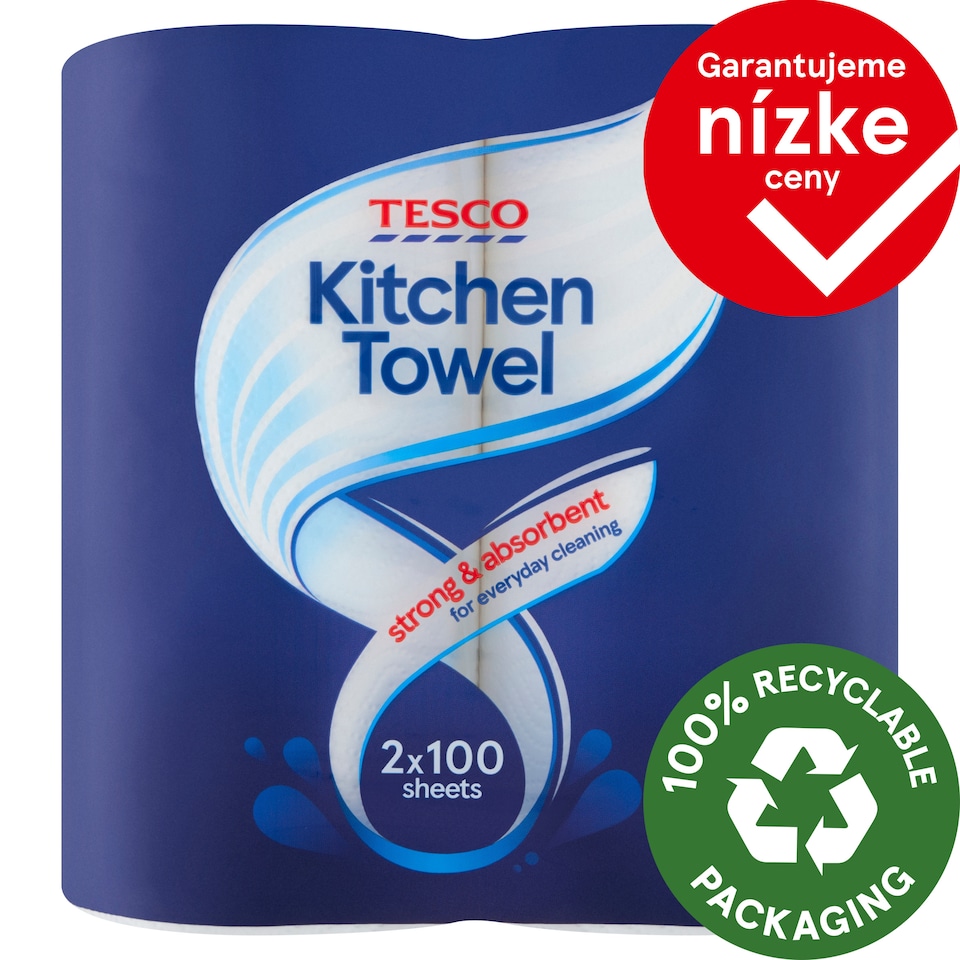 Tesco Kuchynské utierky 3 vrstvy 2 kotúče
