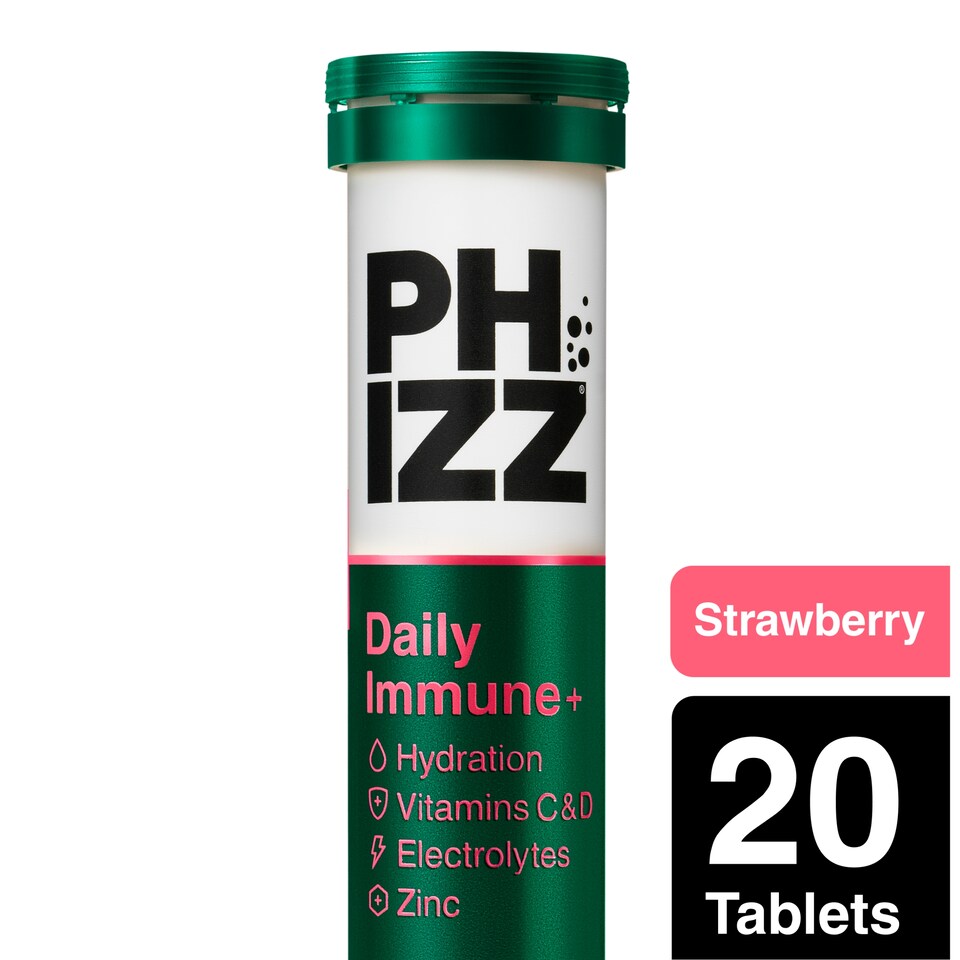 image 1 of Phizz Daily Immune+ Strawberry, Hydration, Electrolytes and Vitamins Effervescent 20 Tablets