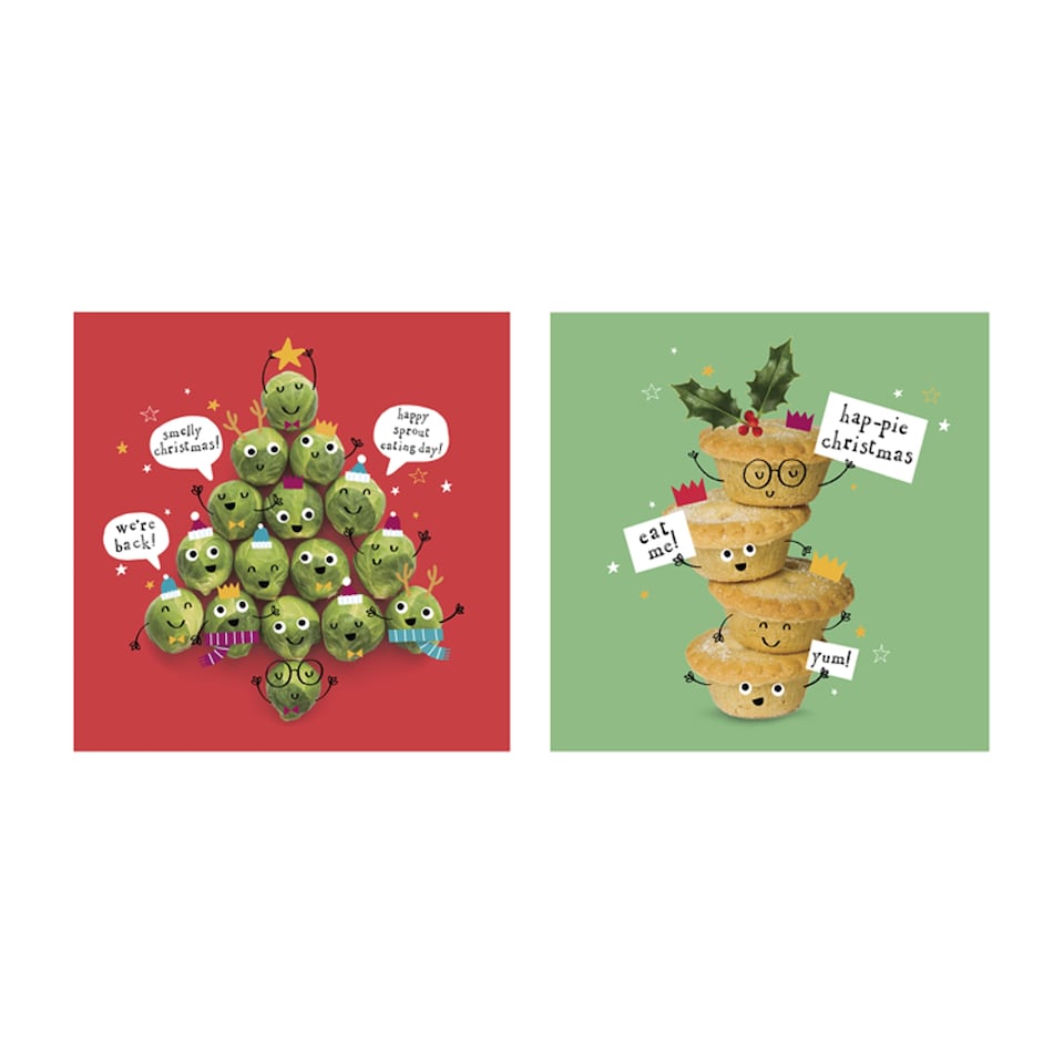 T. Mince Pies and Sprouts Cards 10pk