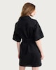 image 3 of F&F Pure Cotton Button Front Short Sleeved Denim Shirt Dress in Black