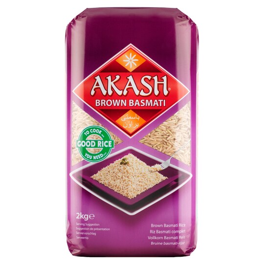 Akash Brown Basmati Rice 2Kg Tesco Groceries
