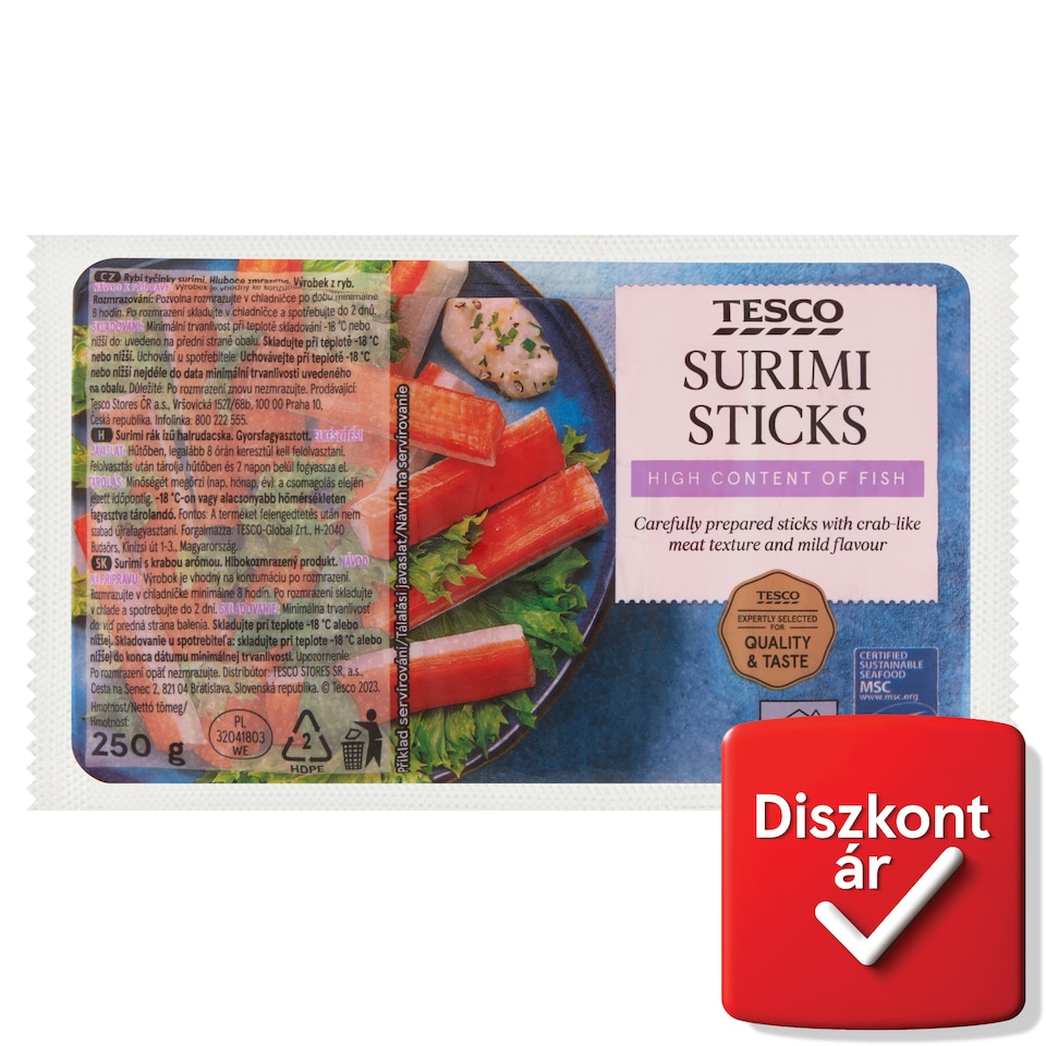 Tesco gyorsfagyasztott surimi rák ízű halrudacska 250 g