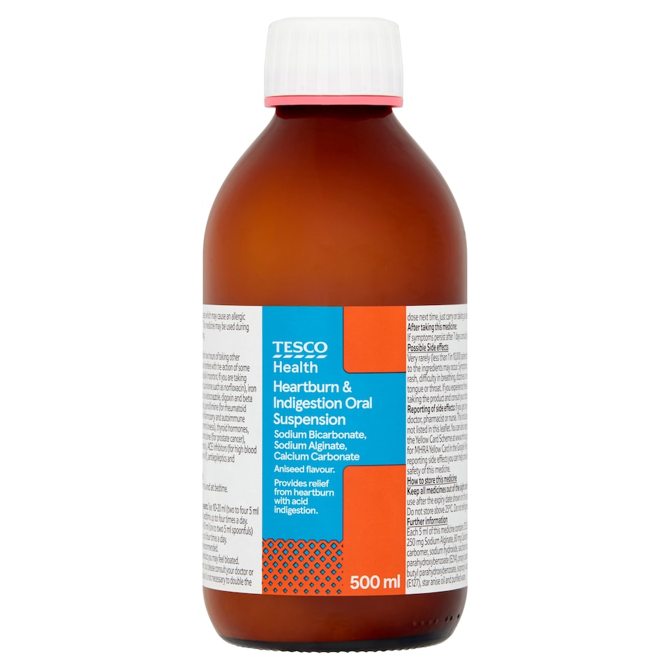Tesco Health Heartburn & Indigestion Oral Suspension - Aniseed Flavour 500ml