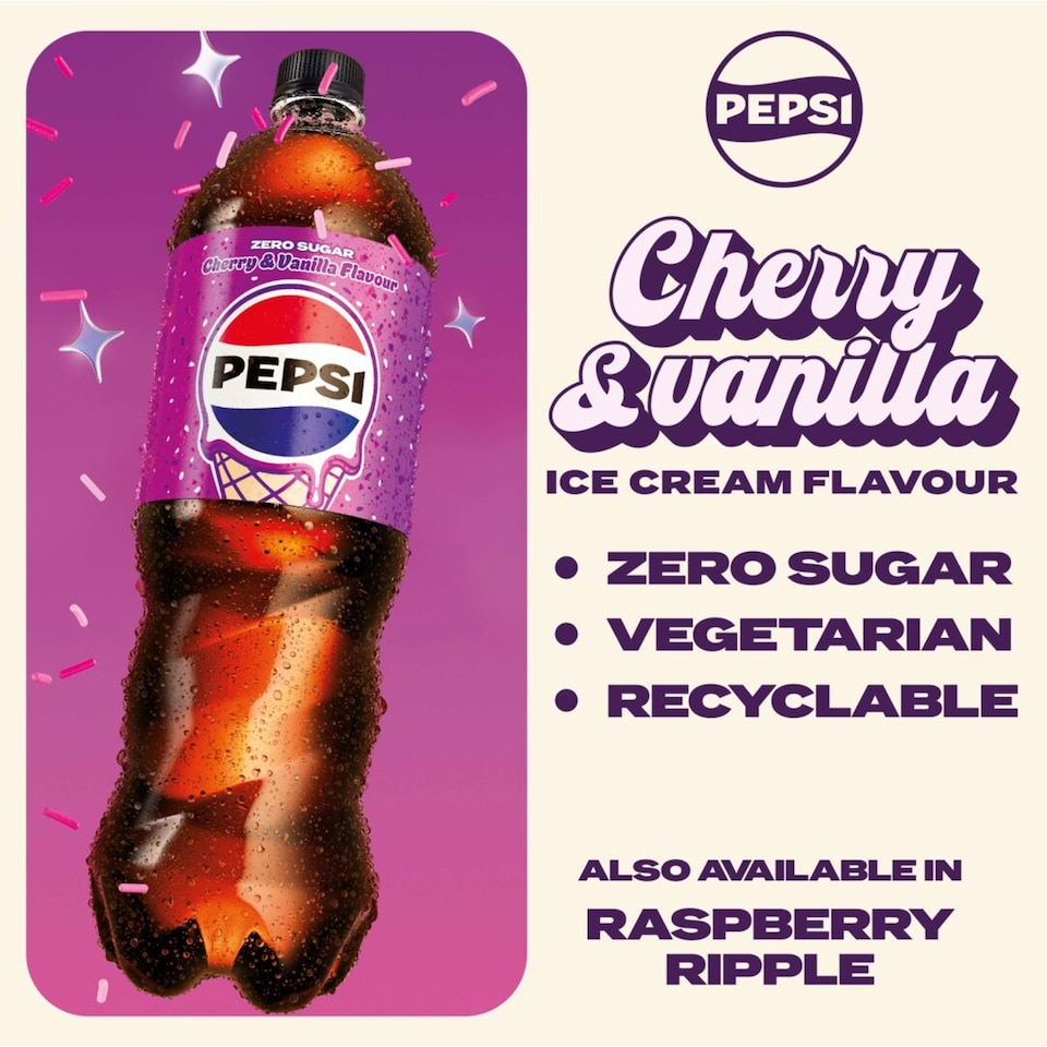 image 1 of Pepsi Zero Sugar Cherry & Vanilla Flavour 1.25L