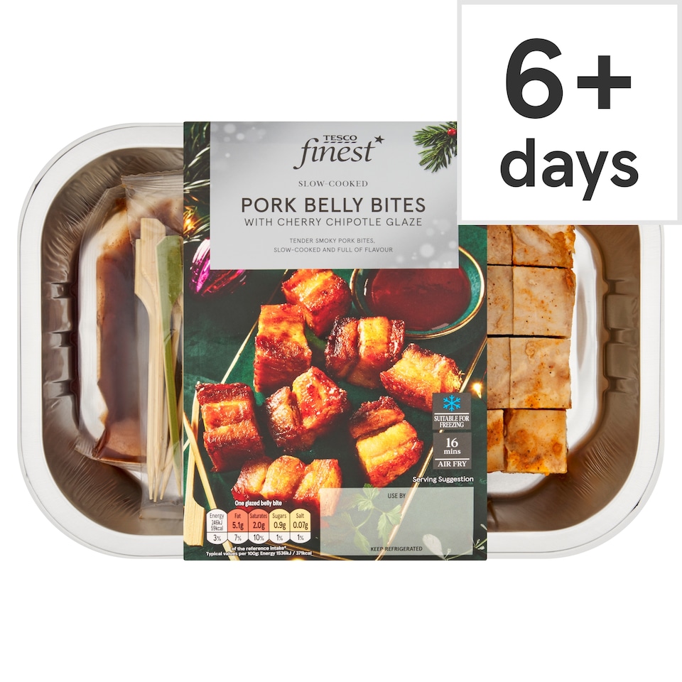Tesco Finest Pork Belly Bites with Chipotle Cherry BBQ Sauce 300g
