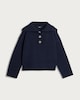 image 4 of F&F Knitted Ribbed Collar Button Jumper with Wool in Navy