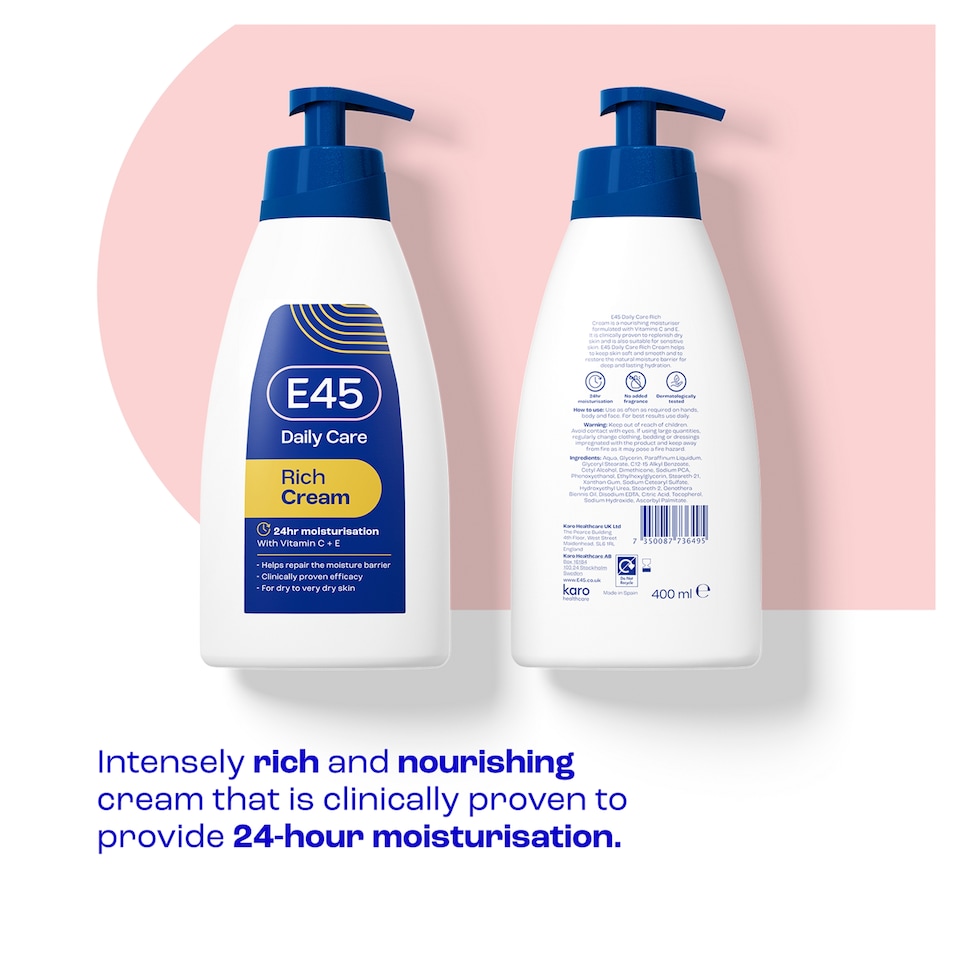 image 1 of E45 Rich 24 Hour Cream Dry Skin 400Ml