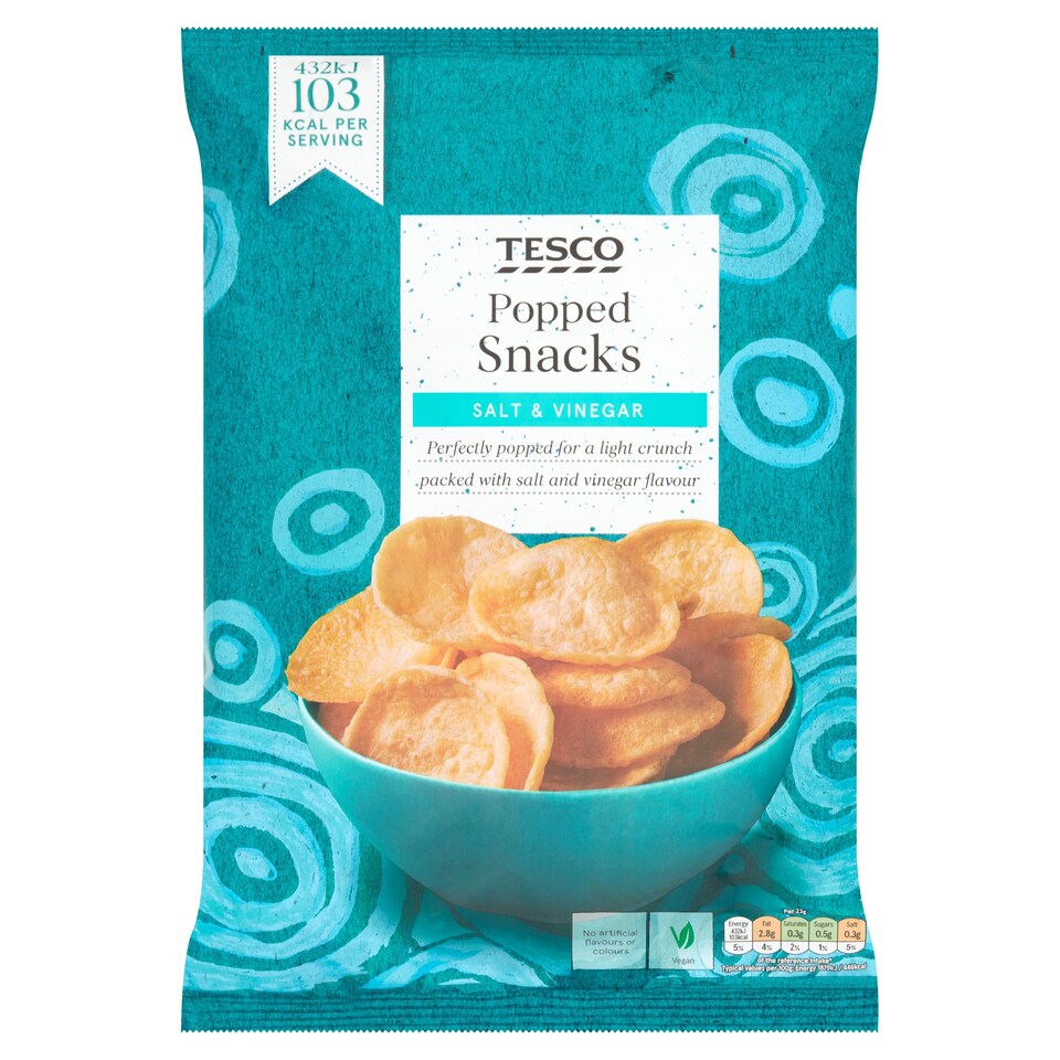 Tesco Salt & Vinegar Popped Potato Snack 85G