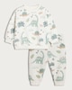 image 1 of F&F Baby 2 Piece Cotton Rich Dinosaur Print Jumper and Joggers Set in White