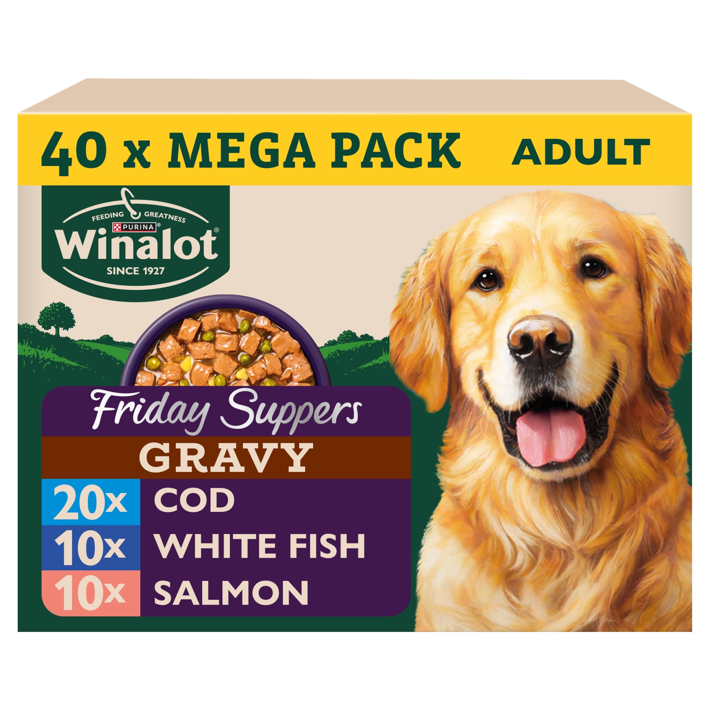 WINALOT Friday Suppers Mixed Variety Fish in Gravy Wet Dog Food 40x100g
