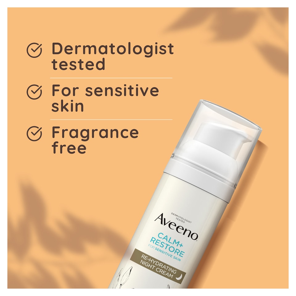 image 1 of Aveeno Face CALM & RESTORE Night Face Cream Moisturiser 50ml