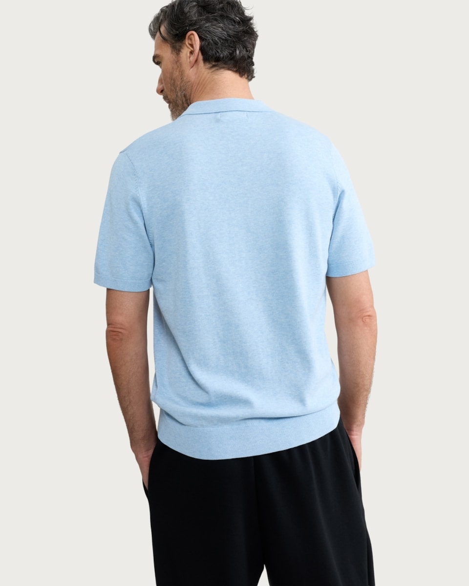 image 1 of F&F Pure Cotton Knitted Short Sleeved Polo Shirt in Multi Blue