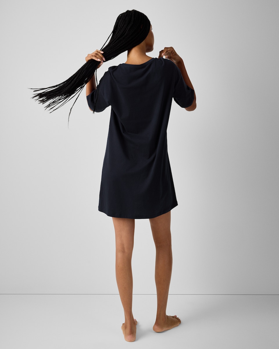 image 1 of F&F Pure Cotton Ski Nightdress in Navy