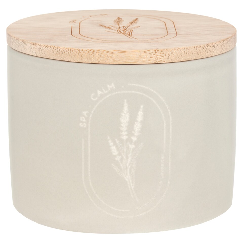 Tesco Spa Grey Candle Geranium & Lavender 440G Tesco Groceries