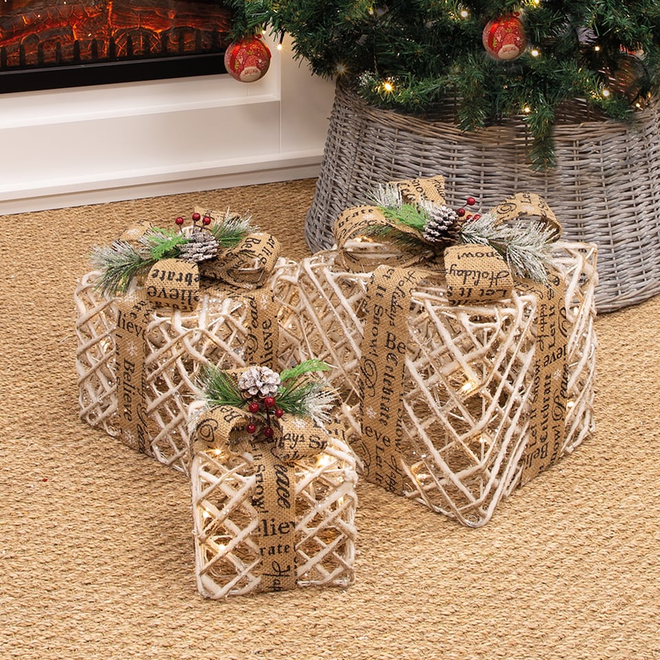 image 1 of Christmas Workshop 3 Rustic LED Gift Boxes