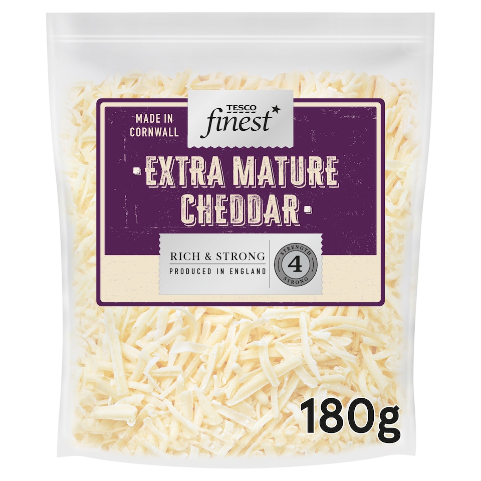 Tesco Finest Grated Extra Mature Cheddar Cheese 180g